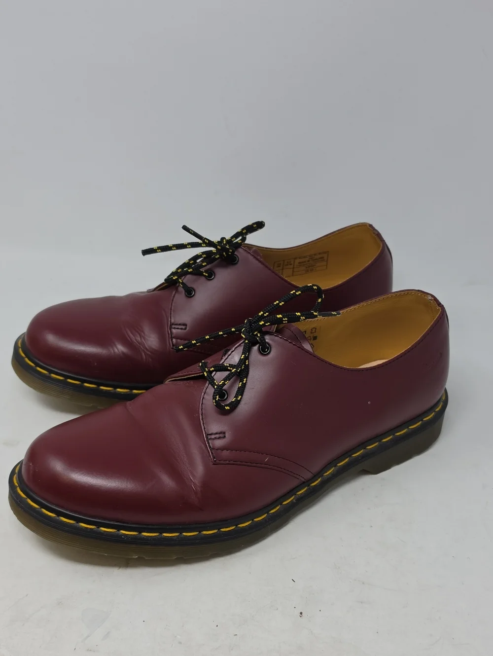 Dr. Martens Burgundy Leather Oxford with Yellow Stitching Size 13